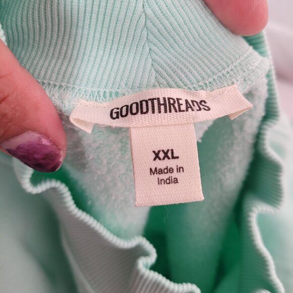 Goodthreads Women's Heritage Fleece Ruffle Shoulder Sweatshirt Mint Green XXL - Picture 4 of 11